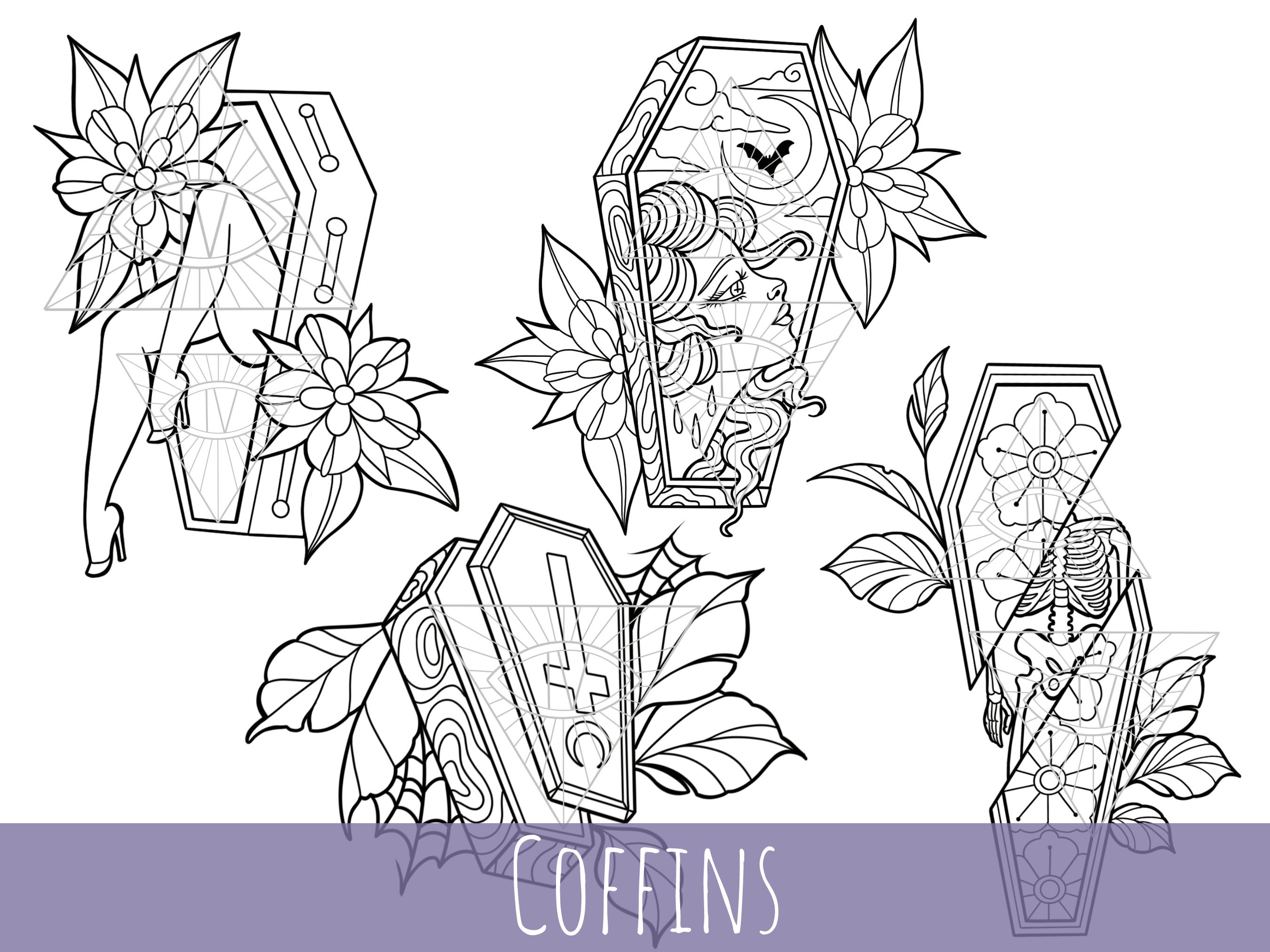 Coffin SVG Laser Cut Files Halloween Bundle Goth Cricut - Etsy UK