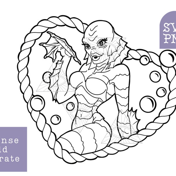 Classic Horror Queens SVG PNG Creature of the Black Lagoon Lady Laser Cutting Files for Cricut: Women of Horror