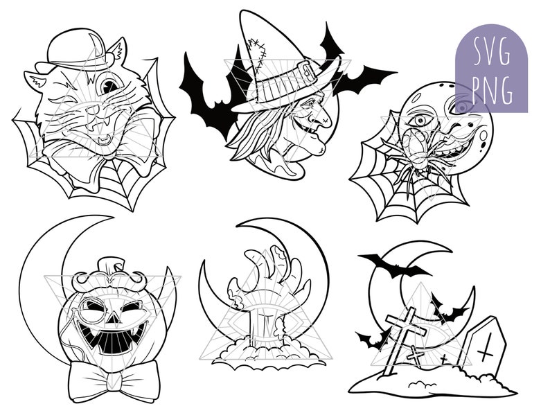 Vintage Halloween SVG Laser Cut Files Bundle Retro Spooky - Etsy