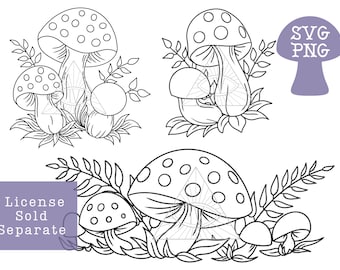 Merry Mushroom Bundle SVG PNG Fichiers numériques pour Cricut & Sublimation