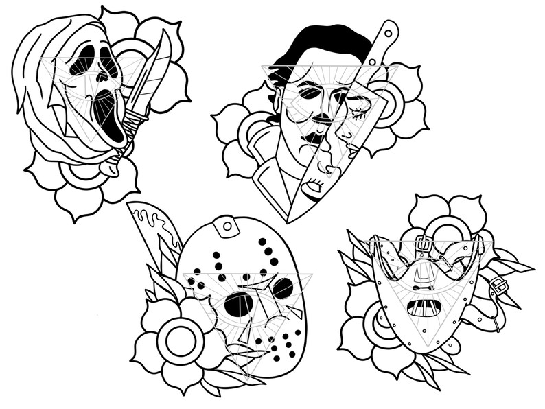 Classic Horror Traditional Tattoo Cricut Projects Instant Etsy