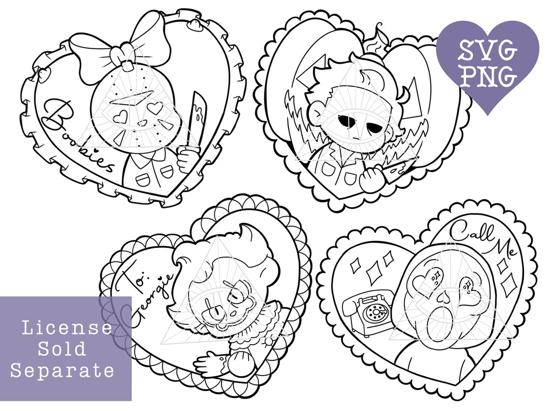 Classic Horror Valentines SVG PNG Cut Files Digital Graphics Bundle ...