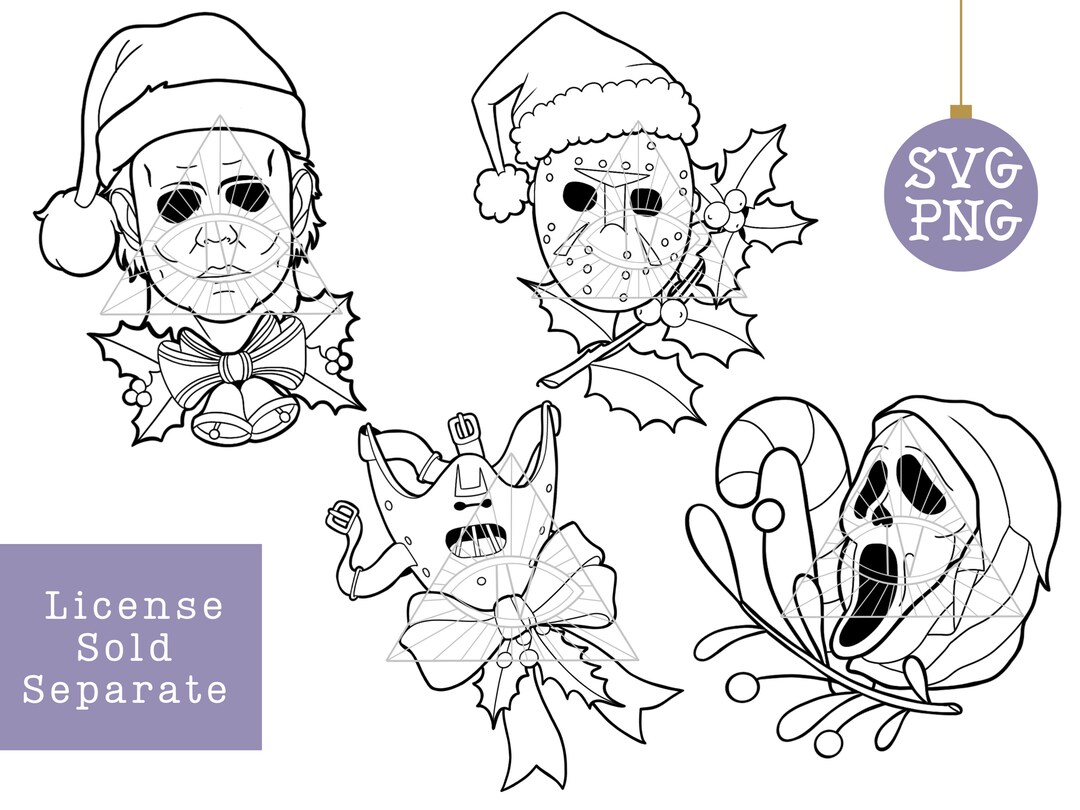 Classic Horror Christmas SVG PNG Characters Designs/files Bundle for