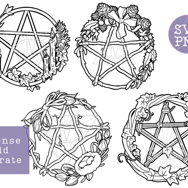 Pentagram Pentacle Pagan Holiday Bundle Goth SVG Witch Laser Cut Files