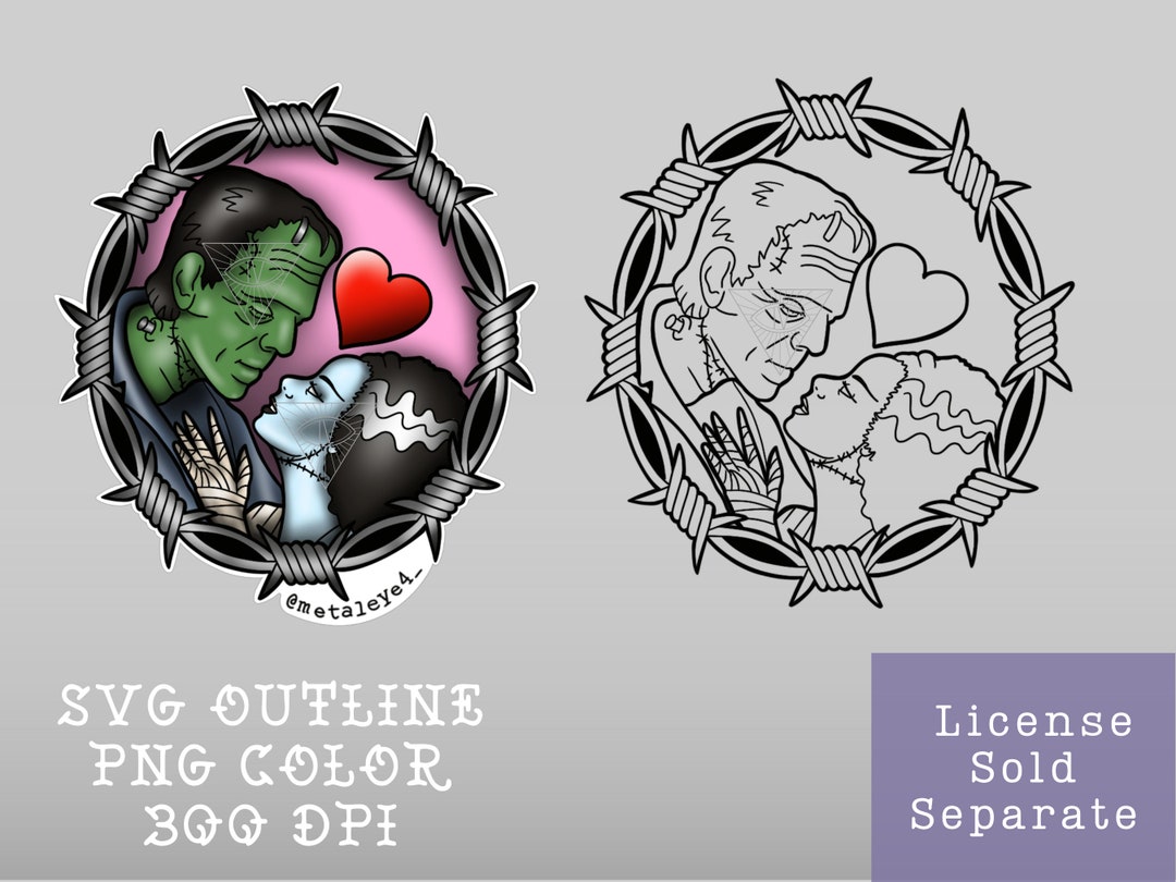 Horror Frankenstein & Bride SVG PNG Digital Art Design Sublimation