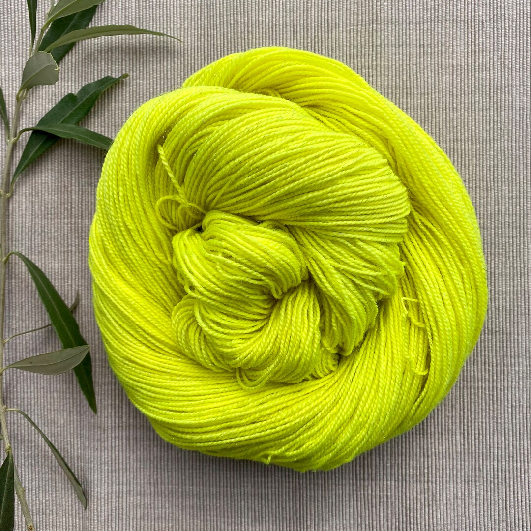 Neon Yellow Yarn highlighter Bright Yellow Hand Dyed Yarn for Knitting or Crochet lace Yarn