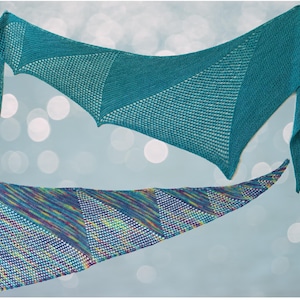 Shawl Knitting Pattern - Sun Glitter Shawl. PDF for a one skein, 4ply yarn, easy lace, asymmetrical shawl