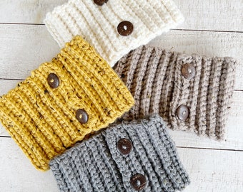 Crochet chunky ear warmer with buttons