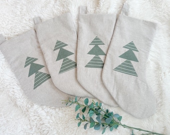 Quilted fabric tree Christmas Stocking