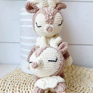 Crochet reindeer stuffed animal and rattle gift set