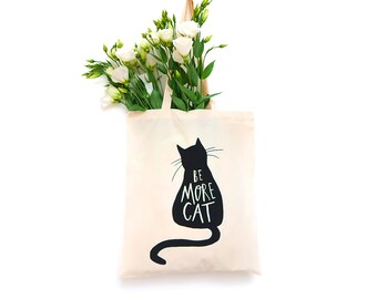 Be more cat tote bag • Cat bag • black cat bag • cat shopper