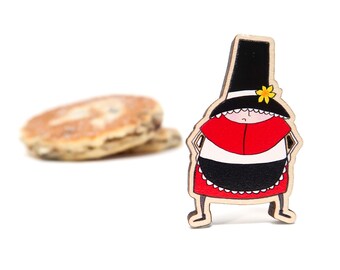 Welsh lady pin badge • St Davids Day pin • Welsh gift