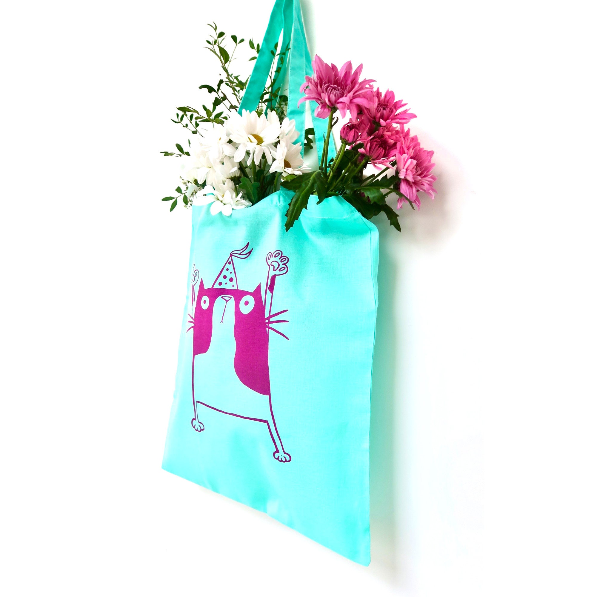 June Roses Project Bag / Lunch Bag - Screen Printed - June - Gift - Yarn  Tote