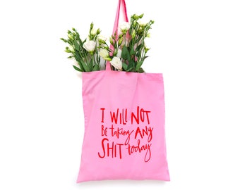 Pink cotton shopper • No shit Bag • Pink reusable bag • Bag for life