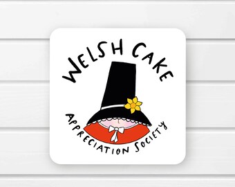 Welsh cake appreciation society coaster • Welsh lady coaster • Welsh gift