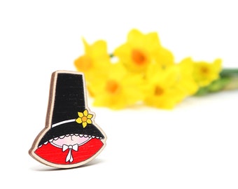 Welsh Lady pin • St Davids day badge • Welsh pin badge