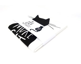 Cat tea towel • black cat tea towel • Be more cat