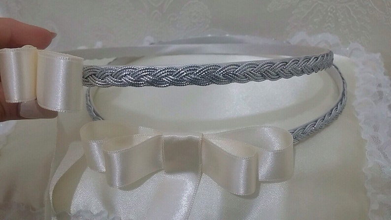PILLOW Handmade Orthodox Wedding Crowns Tiaras SILVER Wreath Greek STEFANA