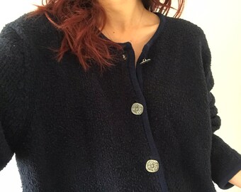 navy wool cardigan ladies