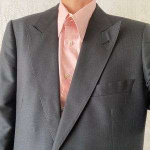 Blazer/Chaqueta unisex vintage de mezcla de seda negra, tallas M a L