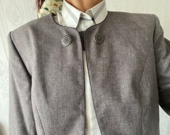 Vintage Grey Linen blend Crop Jacket/ Bolero/ M