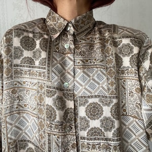 Vintage Seide Langarm Bluse / L - XL