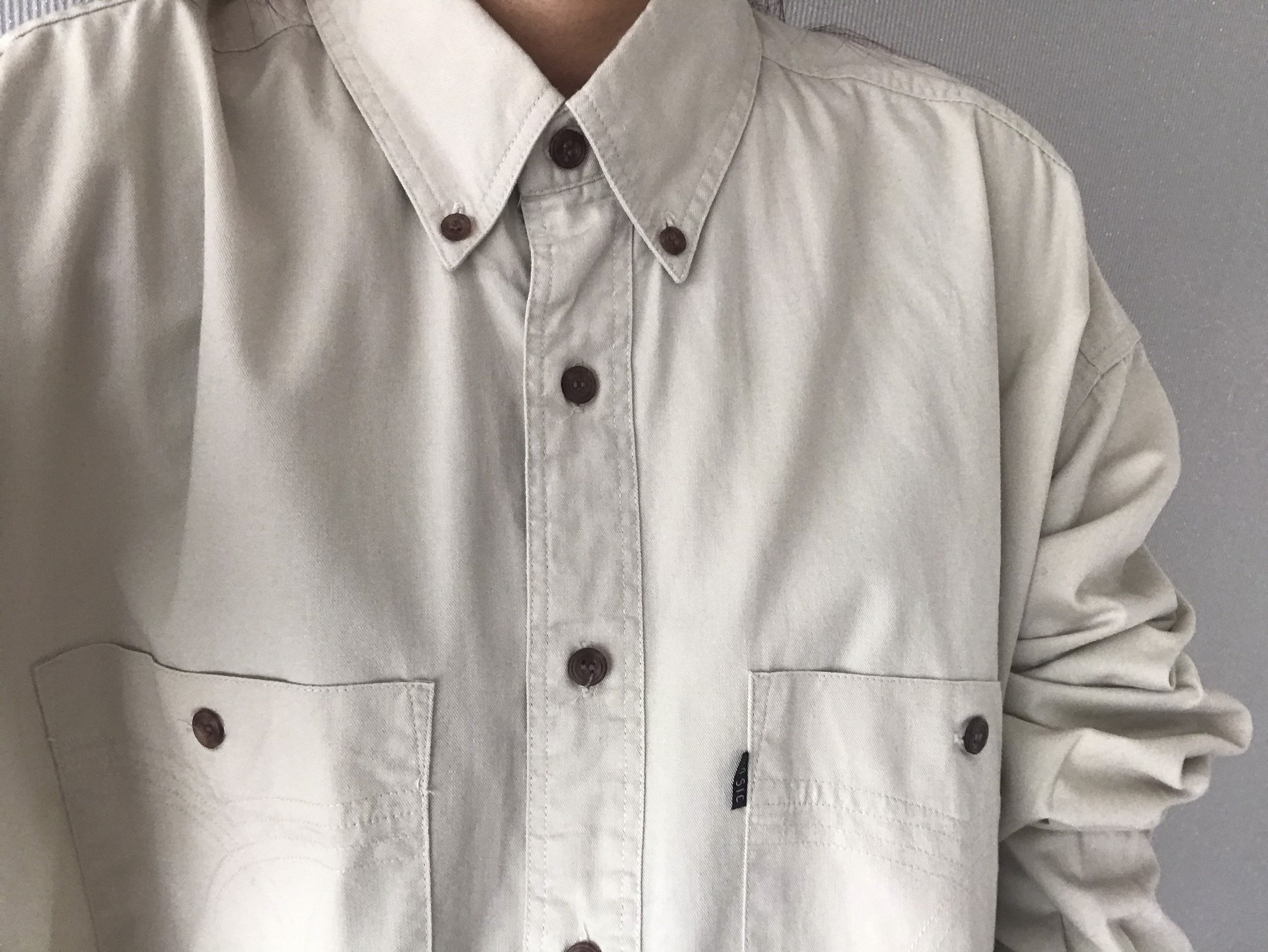 Vintage Unisex off White button down Cotton Long Sleeve Shirt/ | Etsy