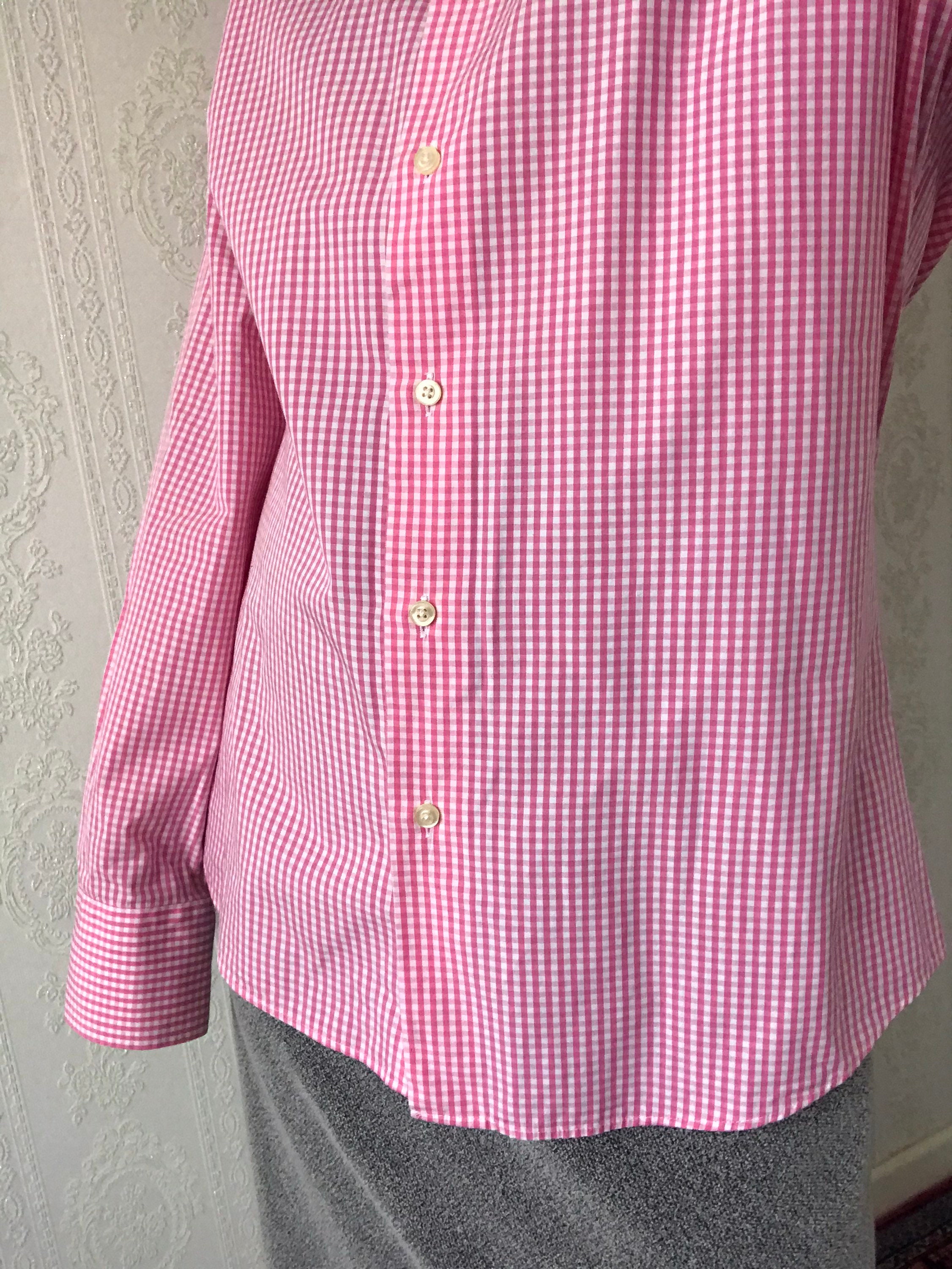 Vintage Pink Gingham Cotton Long Sleeves Shirt/ Top/ Blouse/ | Etsy