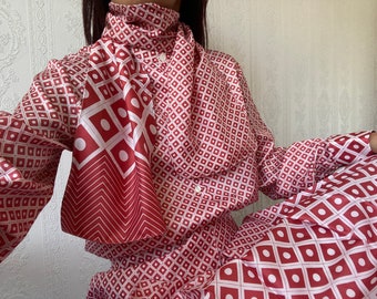 Vintage geometric print 3 piece Skirt Set / M - L