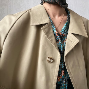 Vintage Unisex Khaki Beige Raglan Trenchcoat / L - XXL