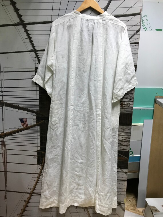 White pure Linen Long Dress/ tall L - image 9