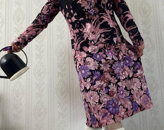 Vintage Floral Long Sleeve Dress/ M