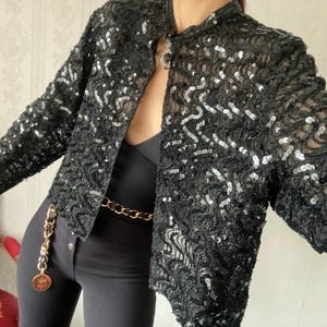 Vintage Black sequined Top/ XL - XXL