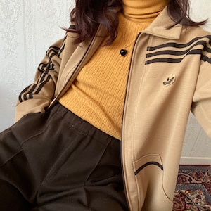 Vintage Unisex Adidas Beige Brown Wool blend Track suit/ S - M