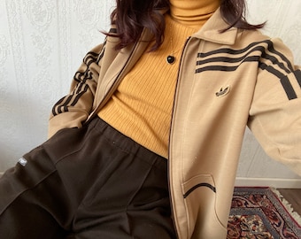 Vintage Unisex Adidas Beige Brown Wool blend Track suit/ S - M