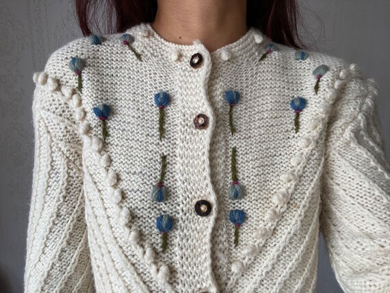 Leilayca ,vintage Roses Cardigan ,floral Cardigan ,chunky