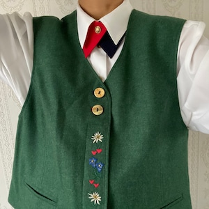Vintage Forest Green fleece Wool Vest/ Waistcoat/ L