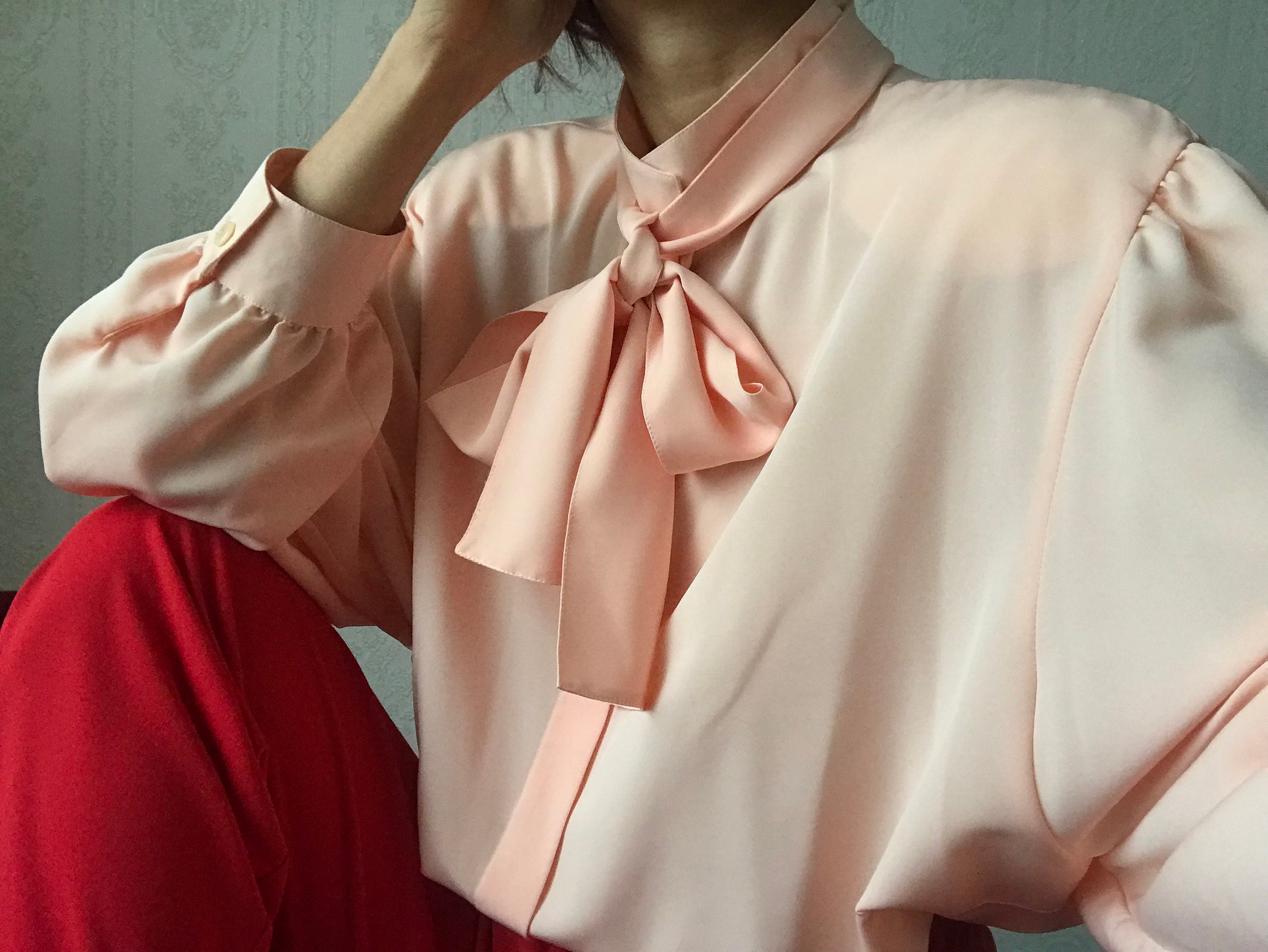 Ribbon Tie Blouse - Etsy