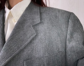 Blazer/veste gris unisexe vintage L à TG