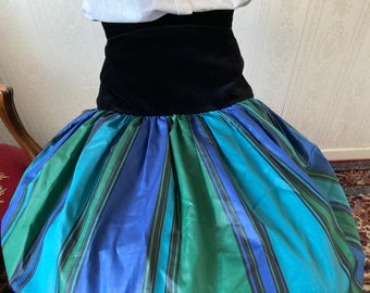 Vintage High waisted Colourful Striped Taffeta Skirt/ S - M