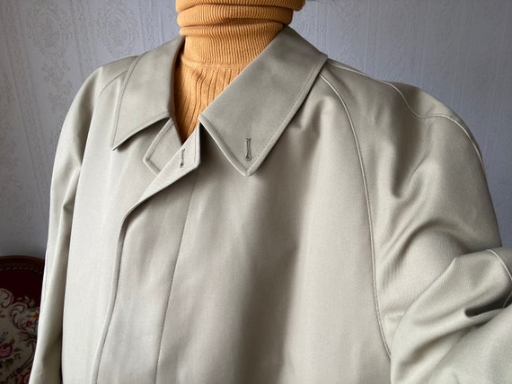 Vintage Unisex khaki Beige raglan Trench Coat/ XL… - image 6