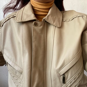 Veste en cuir unisexe beige vintage/P à L