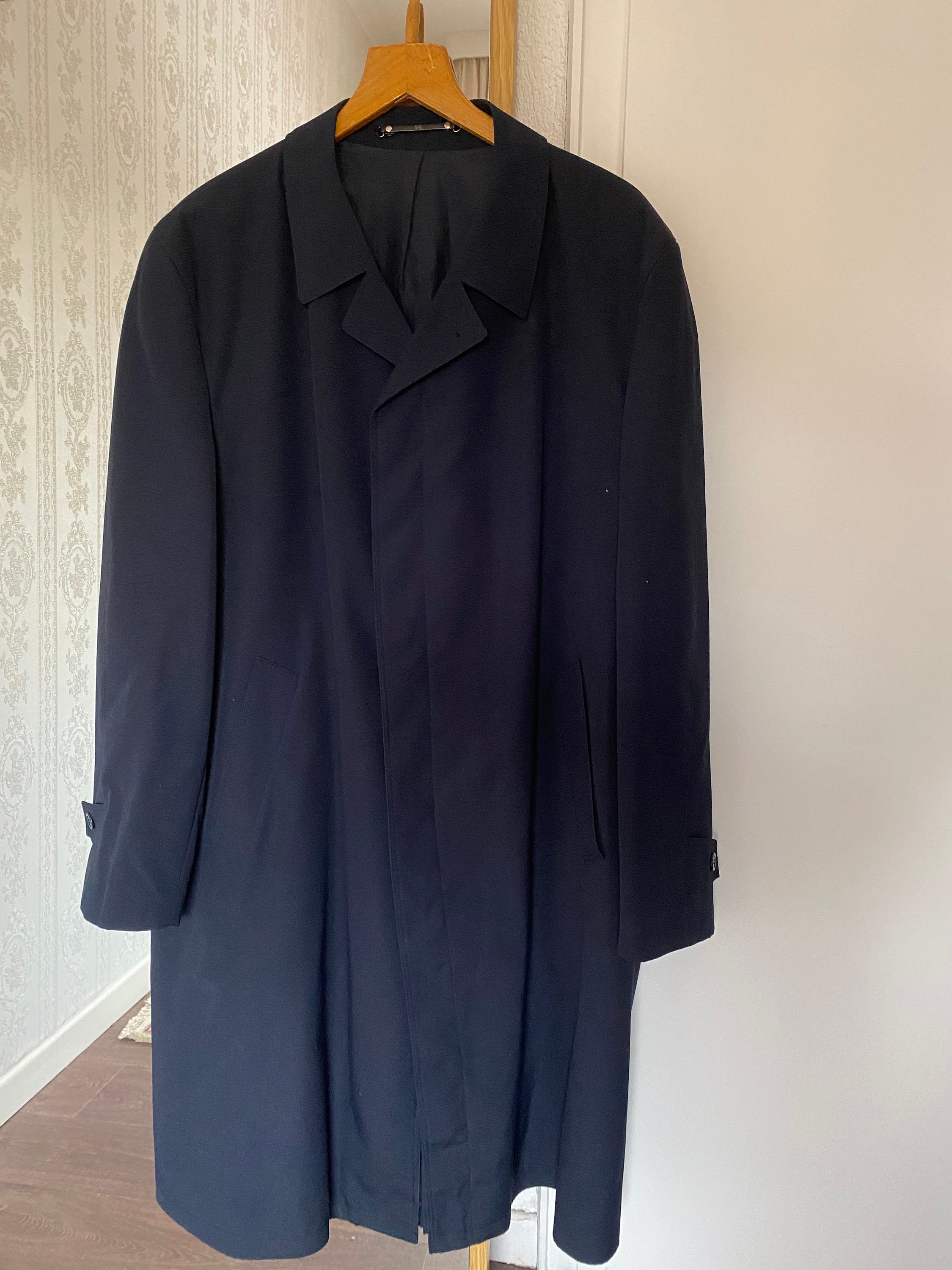 ヴィンテージ ユニセックス ネイビーブルー トレンチコート / XL - 3XL