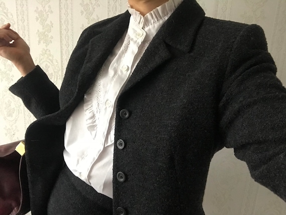 Vintage Grey mini Skirt Suit/ XS - S