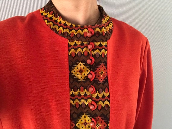 Vintage Orange Long Sleeve mod Dress/ tall S - M