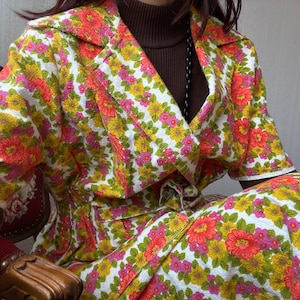 Vintage Floral pure Cotton Bathrobe/ Loungewear/ Dressing Robe/ L