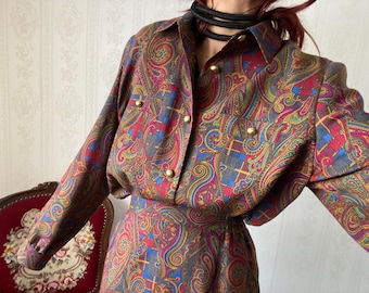 Vintage Wolle Paisley Rock Anzug / L