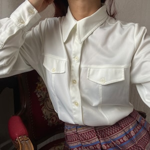Vintage White Jersey Long Sleeve Shirt/ M