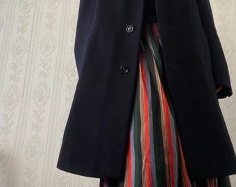 Vintage Unisex Navy Blue Wool Coat/ M - L
