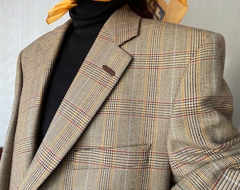 Vintage Unisex Wool plaid Blazer/ Jacket/ M - XL